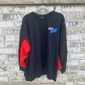 Nike Men's Black Sweater with Red and Blue Accents
